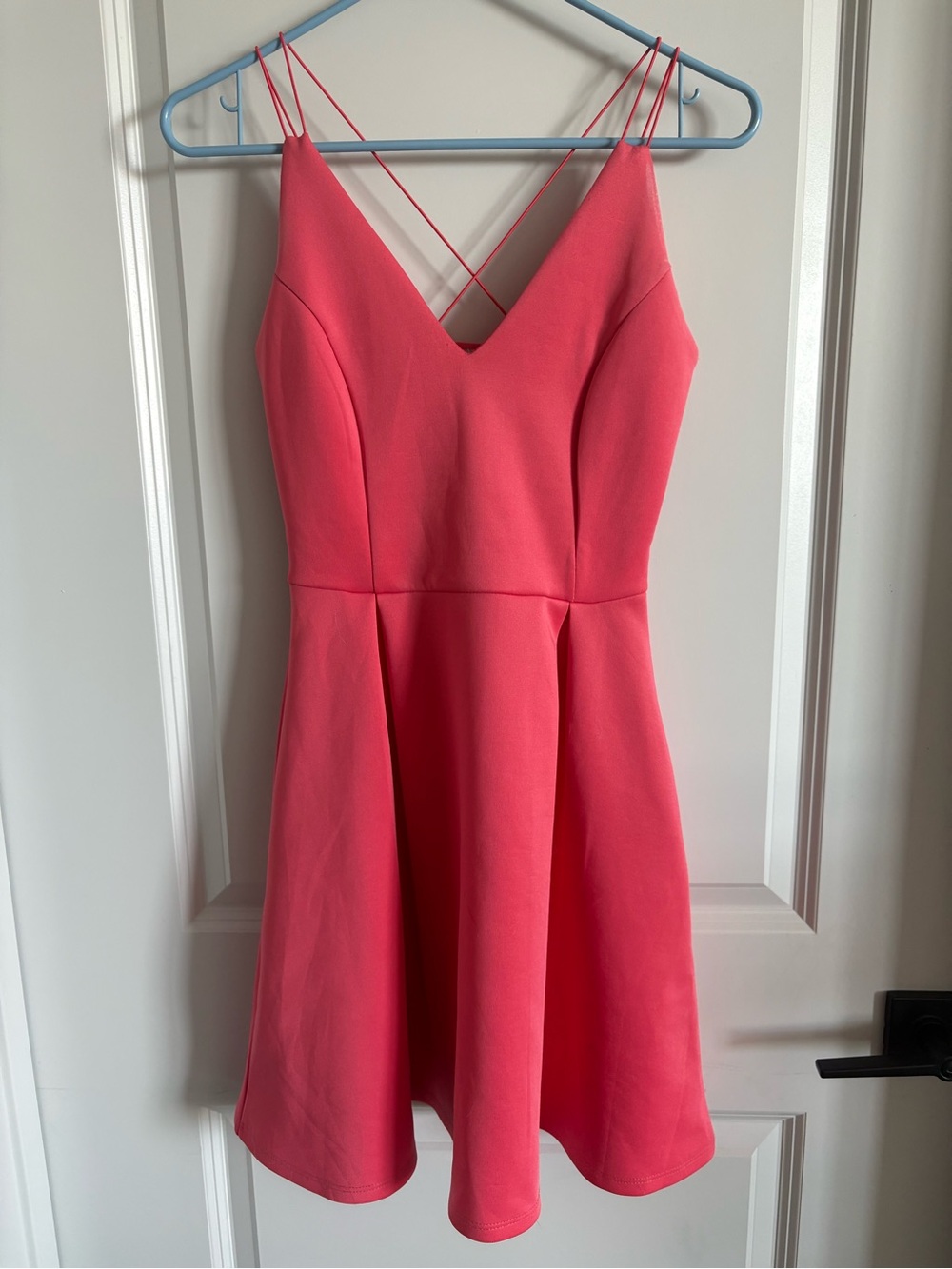 Charlotte Russe Coral Pink V-Neck Fit-and-Flare Mini Dress